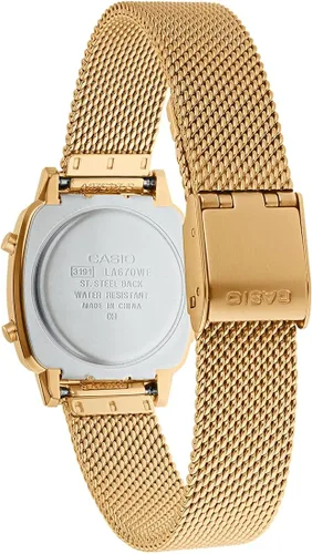 Vista 2 de Casio - Reloj digital de cuarzo para mujer con pulsera de acero inoxidable macizo
