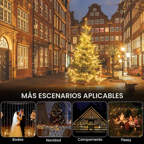 Vista 5 de Vimorg Guirnalda de luces solares para exteriores, paquete de 2 luces solares de Navidad de 79 pies, 200 LED, impermeables, con 8 modos