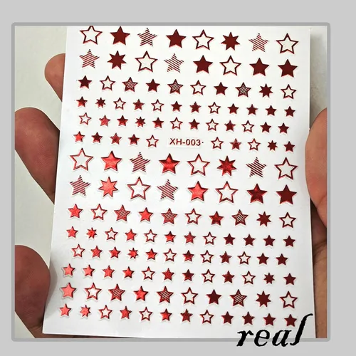 Vista 5 de Calcomanías de uñas de estrella, 12 hojas de calcomanías de estrella de uñas 3D para arte de uñas, decoración de uñas de estrella colorida