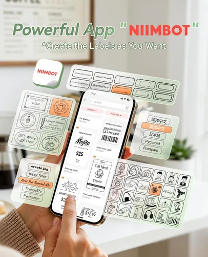 Vista 4 de NIIMBOT Máquina etiquetadora B2 con cinta para oficina en casa, verde