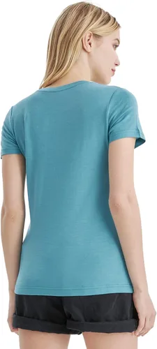 Vista 2 de Merino Protect Camisetas 100% de lana merino para mujer, cuello redondo, manga corta, resistencia al olor, capa base, viajes, senderismo, camiseta