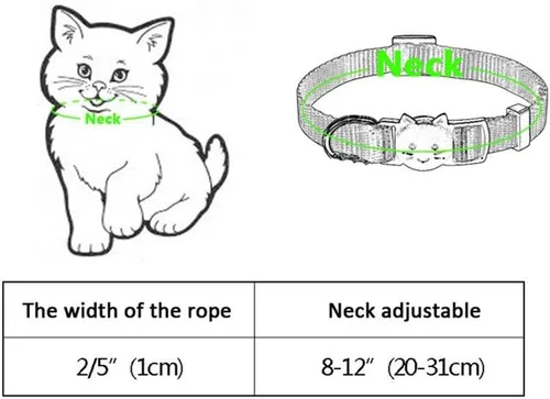 Vista 7 de WFRLQ Collar de gato, collares de identificación de gato personalizados bordados de nylon con campana - Texto personalizado con nombre de mascota