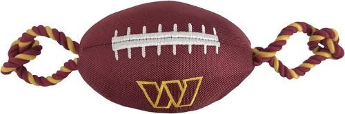 Vista 9 de Juguetes de fútbol NFL Arizona Cardinals para perros de Pets First, materiales de nylon de alta calidad, fuertes cuerdas de tracción, silbato