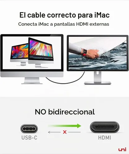Vista 7 de uni - Cable USB C a HDMI de 3 pies 4K a 60 Hz, MacBook Pro tipo C a TV HDMI USB tipo C a HDMI, cable trenzado, Thunderbolt 3/4, MacBook Air