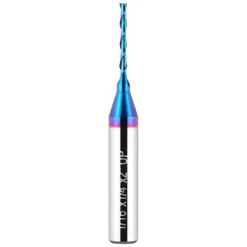 Vista 19 de EANOSIC Brocas de fresadora en espiral de compresión ascendente y descendente de 1/2 pulgada de diámetro de corte con revestimiento nano azul
