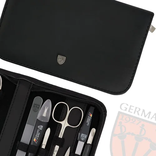 Vista 2 de 3 Swords Germany Kit de manicura y pedicura con estuche de piel auténtica - Hecho en Solingen/Alemania negro (Black - Genuine Leather)