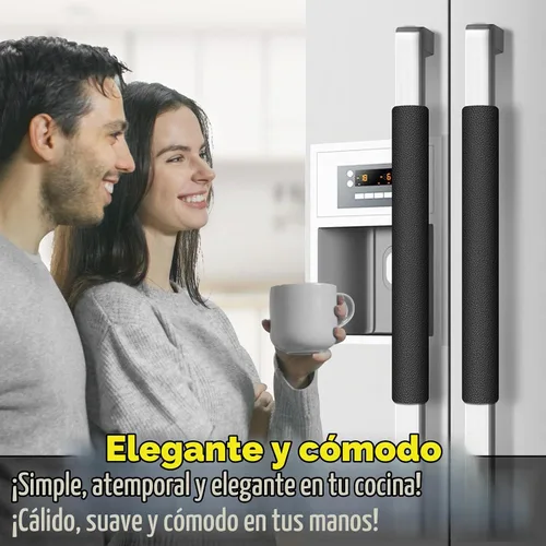 Vista 4 de Fundas para manijas de puerta de refrigerador, 6 unidades, fundas de cuero para manijas de electrodomésticos, mantiene tu nevera, microondas, horno