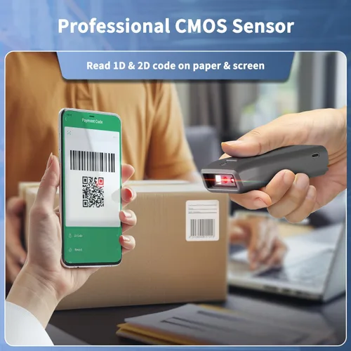Vista 2 de NetumScan Mini QR Bluetooth escáner de código de barras, 3 en 1, lector de código de barras inalámbrico automático 1D 2D para inventario, escáner