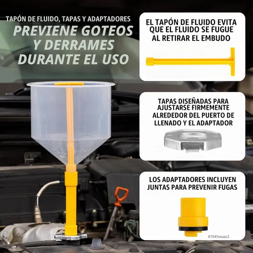 Vista 3 de OEMTOOLS 87045 Kit de embudo de llenado de refrigerante sin derrames con probador de refrigerante, kit de embudo de refrigerante sin derrames, kit