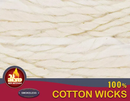 Vista 3 de Ner Mitzvah Mechas de algodón sin humo, paquete de 2 x 50 (aproximadamente), 100% natural, para iluminación de velas de vasos de aceite, multiuso
