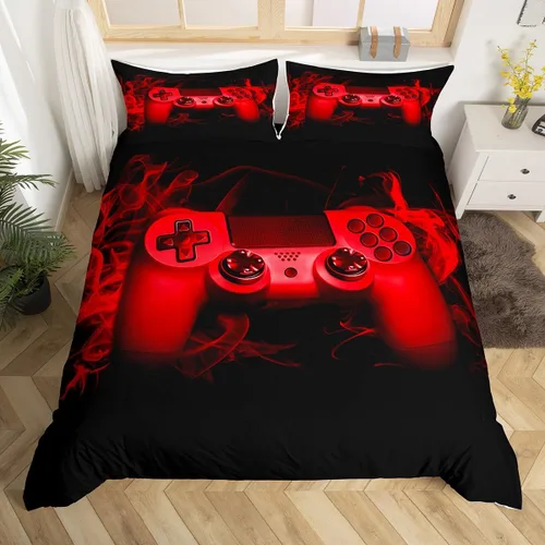 Vista 29 de Feelyou Juego de funda de edredón para niños y adolescentes, juego de funda de edredón con estampado de consola de videojuegos, decoración del Multi