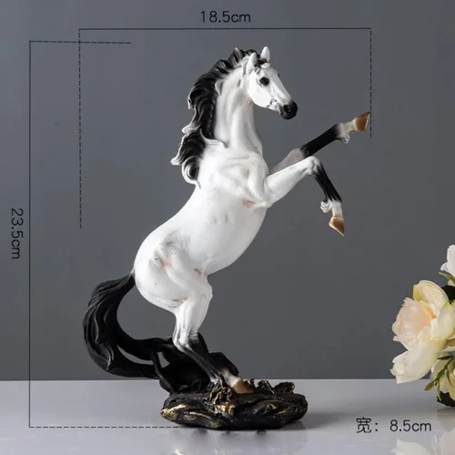 Vista 5 de Adornos modernos, estatua en forma de caballo, escultura/artesanía de resina artesanal, accesorios de decoración del hogar, estudio de oficina