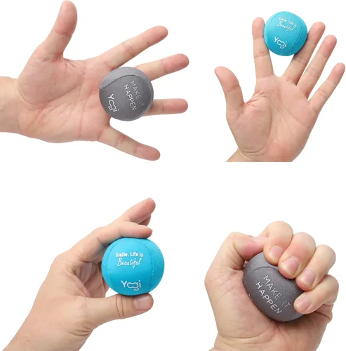 Vista 7 de Pelota de Estrés Yogi con Correa de Agarre para Dedos, Bola de Apretar para Alivio de la Ansiedad y Terapia de Manos, Entrenador de Fuerza de Agarre