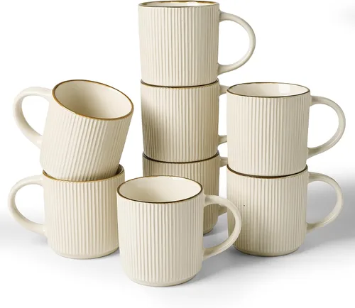 Vista 43 de famiware Juego de 4 tazas de café de 12 onzas, tazas de cerámica con asa Negro (Star-Black)