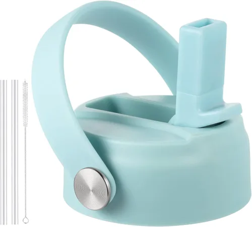 Vista 13 de Tapa de popote RRegeny para Hidromatraz de Boca Ancha 32 40 oz, Tapas con asa flexible compatible con Hidromatraz, Tapa deportiva de repuesto