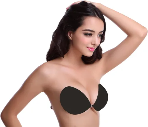 Vista 5 de Vavili Brasier adhesivo con efecto realce, brasier invisible, reutilizable, sin espalda y sin tirantes para mujer