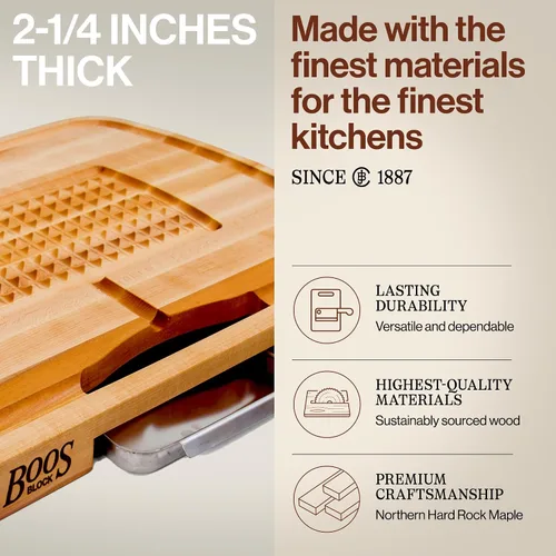 Vista 3 de John Boos Carving Series Tabla de cortar rectangular de madera de arce