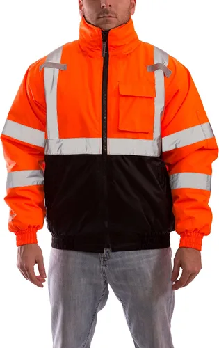 Vista 4 de Chaqueta Tingley Bomber II aislada con capucha de alta visibilidad para hombre Amarillo-verde fluorescente