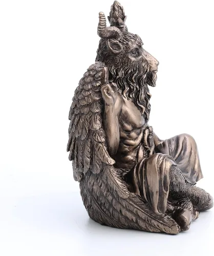 Vista 5 de Estatua de 11,4 cm de Veronese Design de Baphomet en Pose de Meditación Sentado, Escultura de Resina con Acabado Pintado a Mano