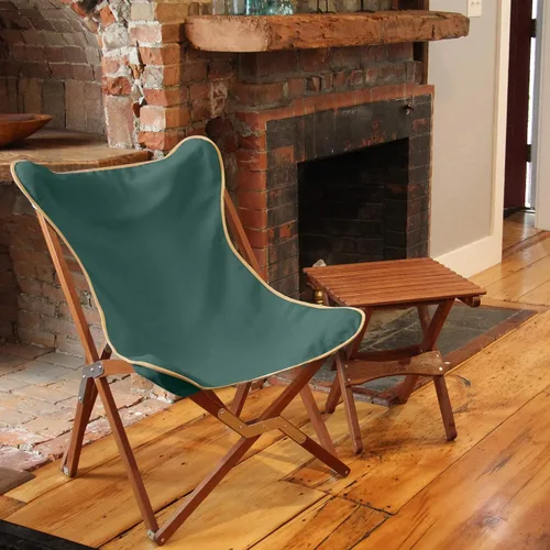 Vista 10 de BYER OF MAINE Silla de mariposa Pangean, silla de madera dura fácil de Verde bosque