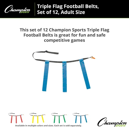 Vista 2 de Champion Sports Quick Release Triple Flag Football Sets (10 and 12 Belts)
