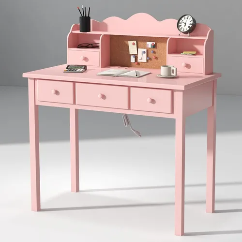 Vista 13 de FUNKOCO Muebles de Oficina en Casa Escritorio de Escritura, Estación de Trabajo para Computadora de 36 Pulgadas con Estante Superior Desmontable 1