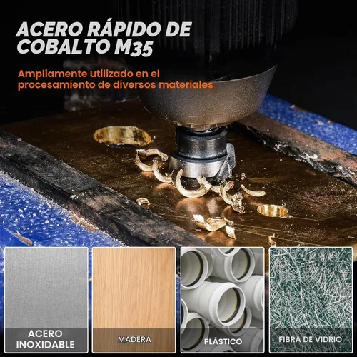 Vista 6 de THINKWORK Broca de paso de cobalto M35 con flauta en espiral, broca de paso HSS de tamaño único de 1/2", brocas de paso de tamaño pequeño EDC