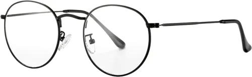 Vista 6 de PORADAY Lentes de bloqueo de luz azul para mujeres y hombres, marco de lentes de metal redondo retro 100% anti-luz azul