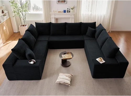Vista 77 de Lakifun Sofá en Forma de L de 107" con Otomana, Seccional Modular Moderno Sofá Cómodo en Forma de U Nube, Asiento Profundo, Chaise Longue Cama