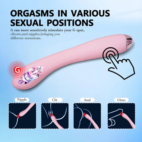 Vista 4 de Consolador vibrador suave de silicona completa para estimulación del clítoris y anal con 10 patrones de vibración, juguetes sexuales para adultos