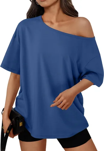 Vista 30 de Trendy Queen Camisetas de verano de gran tamaño con hombros descubiertos Negro