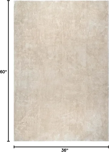 Vista 2 de nuLOOM Loni Cream - Alfombra de felpa acogedora de 3 x 5 pies, lavable a máquina, antideslizante, suave y esponjosa para sala de estar, dormitorio