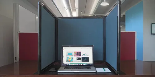 Vista 4 de Versare Pantalla plegable de mesa Partición de 3 paneles Divisor de espacio de trabajo portátil ligero Negro 78 x 24 pulgadas