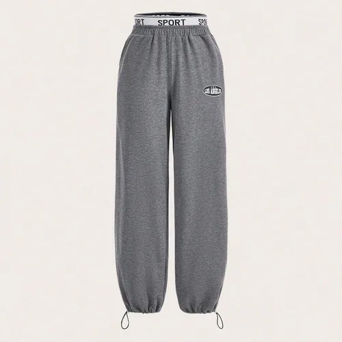 Vista 6 de COZYEASE Pantalones deportivos largos sueltos con cinta gráfica para mujer