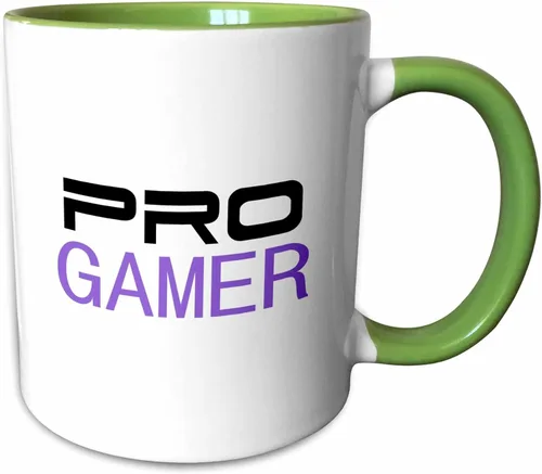 Vista 10 de 3dRose mug_151243_4 "Pro gamer - awesome gaming job or hobby and proud of it - computer pro-gamer in black and purple" Taza, 11 oz, Negro