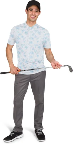 Vista 4 de Three Sixty Six Polo de golf sin cuello para hombre, ligero, absorbe la humedad y tela elástica