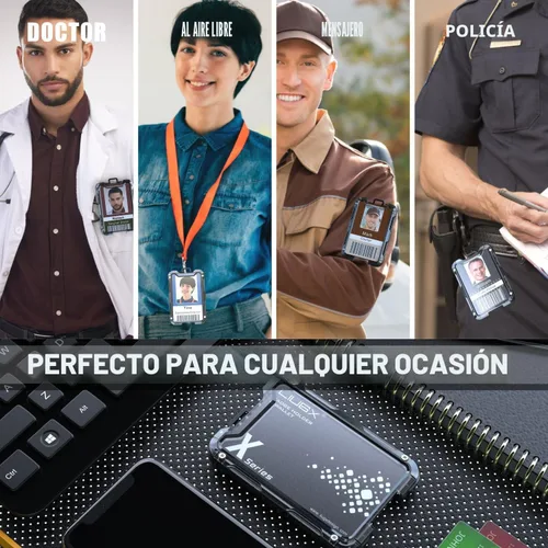 Vista 7 de LIUGX Porta-credenciales de Fibra de Carbono, Portador de Tarjetas de Identificación con Clip de Metal - Billetera Portátil de Servicio Pesado