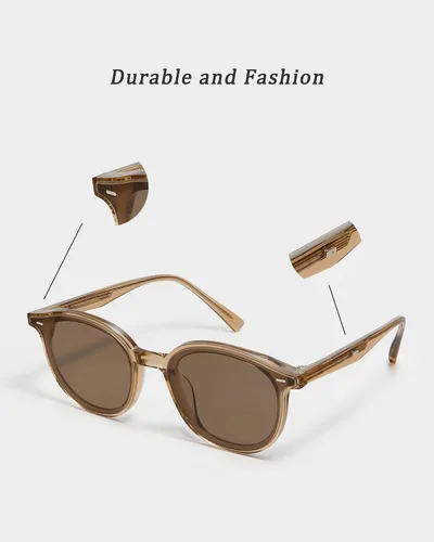 Vista 4 de Qonoic Gafas de sol redondas retro para mujer, estilo vintage, clásicas, con protección UV