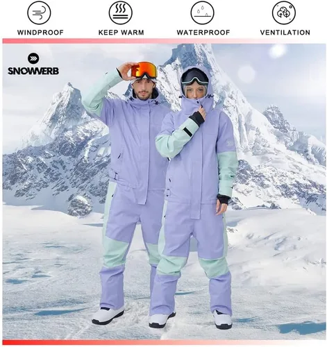 Vista 2 de Snowverb - Traje de nieve de una pieza para hombre, para snowverb, impermeable, para esquí, invierno, para exteriores, unisex, para snowverb