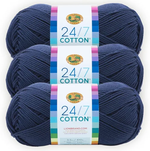 Vista 46 de Lion Brand Yarn - Hilo ligero 24/7 de algodón para tejer, hacer ganchillo y manualidades, Ámbar, paquete de 1 Light Worsted 100% Mercerized Cotton