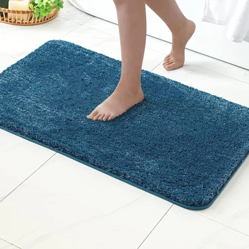 Vista 121 de MIULEE Alfombras de baño negras, suaves y pequeñas, absorbentes, antideslizantes, de secado rápido, esponjosas, para baño, bañera y duchas, lavables