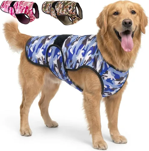 Vista 10 de Chaleco refrescante para perro, chaqueta de refrigeración de microfibra de 2 capas, azul, talla XS Longer cooling duration, balanced comfort, UV