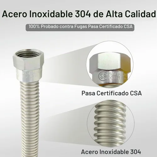 Vista 4 de TTFLEX Kit de línea de gas flexible de 22 pulgadas con válvula de cierre
