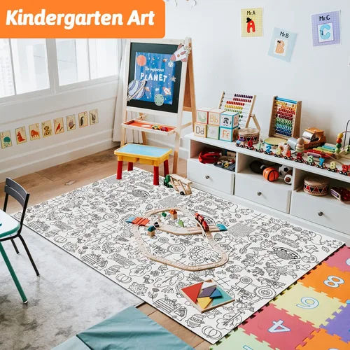 Vista 6 de Wiooffen Mantel gigante de Acción de Gracias de 82 x 47 pulgadas, pósteres de actividades para niños, póster de papel de otoño enorme