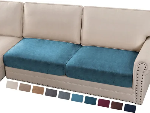 Vista 82 de PrinceDeco Fundas de cojín para sofá, funda elástica y lavable, funda de cojín ajustable de tela de terciopelo antideslizante, protector de muebles