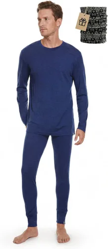 Vista 7 de MERINNOVATION Merino Wool Base Layer Set for Men 100% Merino Wool Pajamas Set Thermal Sleep PJS Lite - Midweight Top, Bottom . Carbón 165