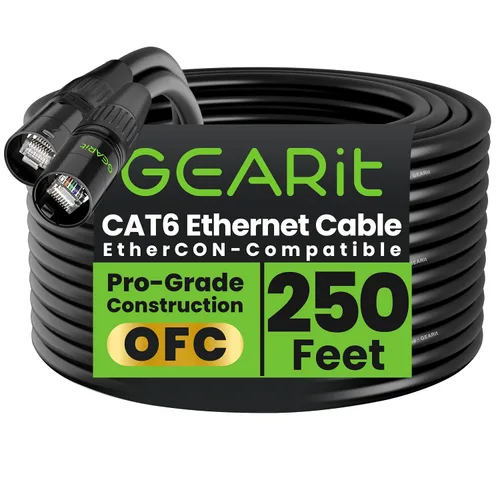 Vista 9 de GEARit Cable Ethercon CAT6 blindado (3 pies) de audio profesional e iluminación RJ45 EtherCON Cable compatible con EtherCON para estudio, escenario