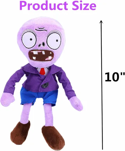 Vista 5 de PVZ - Juego de 3 piezas de peluche: morado, gris periódico, pantalones rojos, pantalones vaqueros, zombis, juguetes de felpa suave, gran regalo