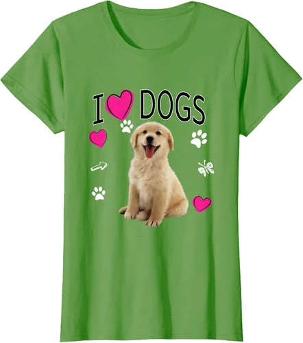 Vista 54 de Camiseta I Love Dogs - Camiseta Golden Labrador retriever, Azul Negro
