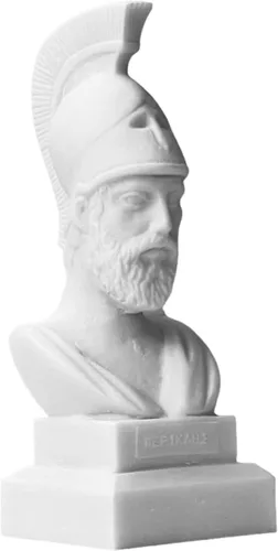 Vista 6 de Pericles, líder de la democracia ateniense, escultura de estatua de alabastro fundido
